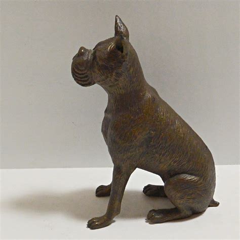 Vintage Cast Iron Boxer Dog Figurine 